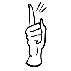 ひらめきや発見を表現する手のジェスチャーイラスト　手書き　ベクター 黒