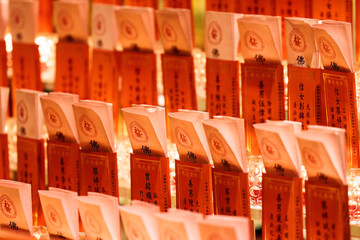 Decoration inside the beautiful Buddha Tooth Relic Temple in Singapore 