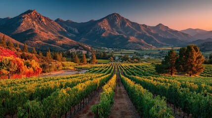 Autumn Vineyard Mountain Sunrise.