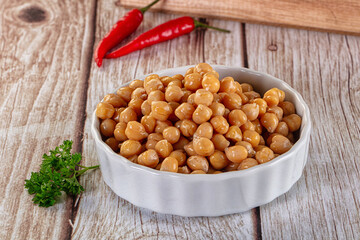 Boiled chickpea beans in the bowl