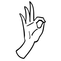  OKサインのジェスチャーをしている手書きイラスト　ベクター 黒