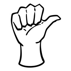 主張を表現する親指ジェスチャーイラスト　ベクター黒