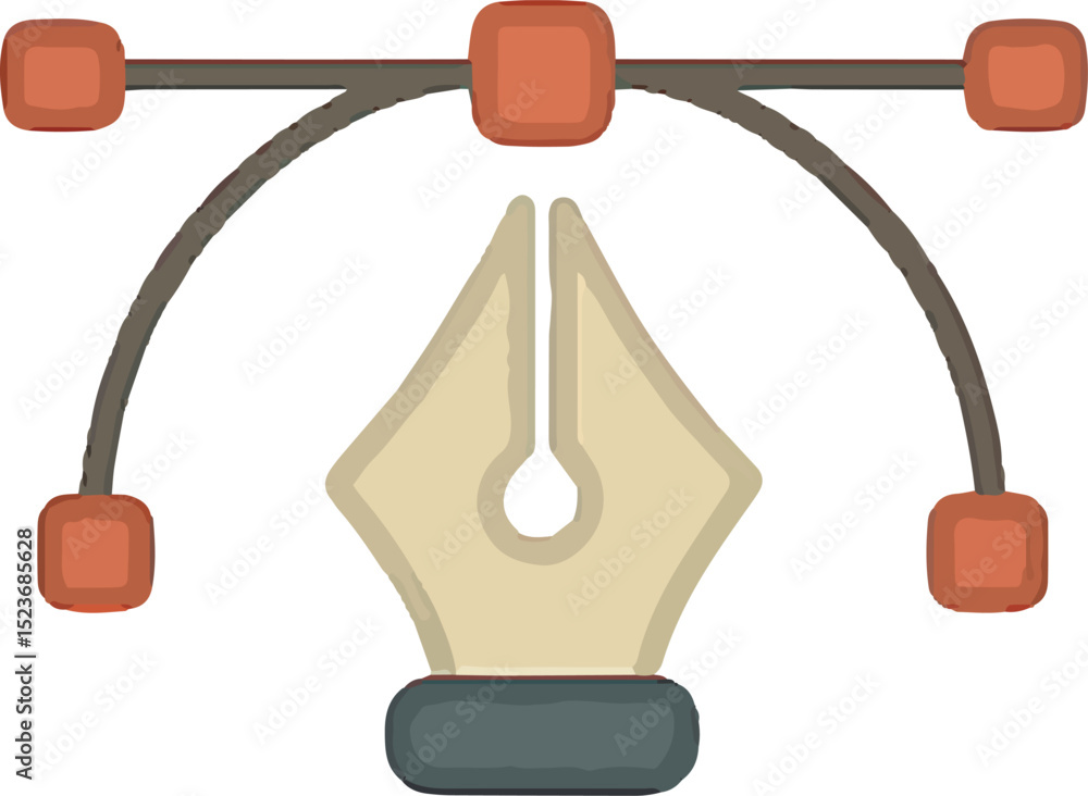 Poster a digital pen tool icon, perfect for vector graphics and precise editing in design software