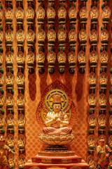 Decoration inside the beautiful Buddha Tooth Relic Temple in Singapore 
