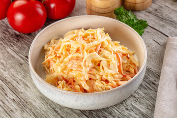 Vegan Coleslaw salad with cabbage and carrot