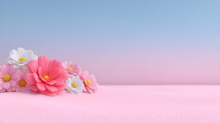 Soft pastel flowers against a gradient background