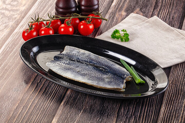 Salted herring fillet with skin