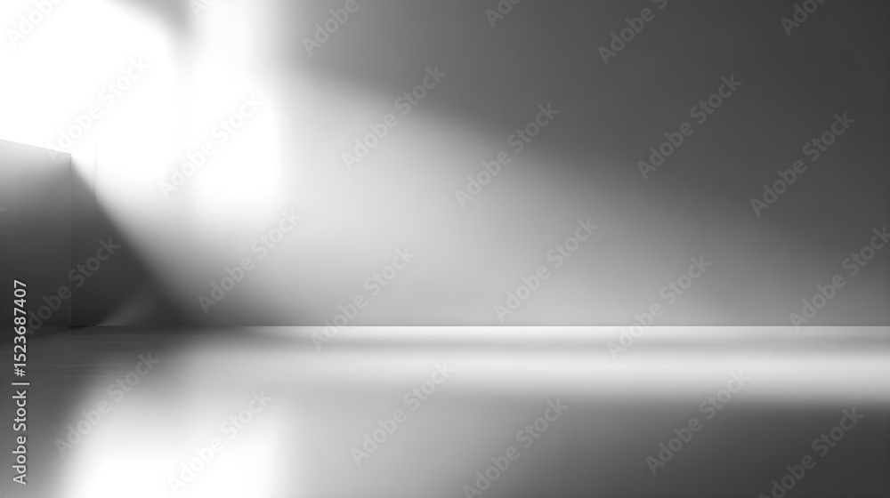 Poster monochrome room with light streaming in casting shadows and creating a minimalist atmosphere in the 