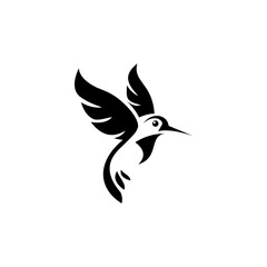 Hummingbird black silhouette logo icon design illustration