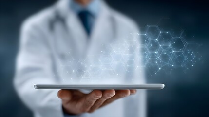 Doctor presenting digital health technology on a tablet