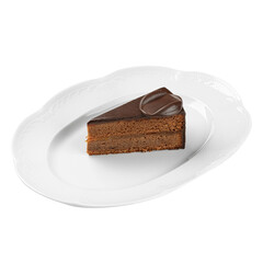 Portion of sweet chocolate cake dessert