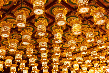Decoration inside the beautiful Buddha Tooth Relic Temple in Singapore 