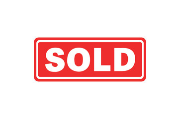 red sold sign, red sign for closing purchases, sale completed, sold