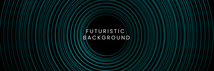 Futuristic abstract background. Glowing circle lines design. Swirl circular lines element. Future technology concept. Horizontal banner template. Suit for cover, banner, website. Vector Eps10