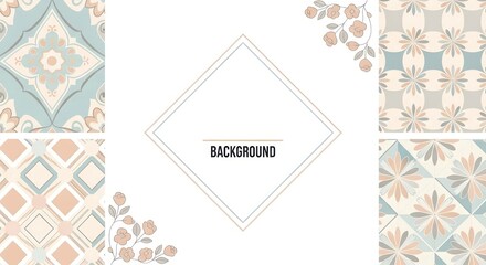 Decorative Floral Tile with Geometric Frames