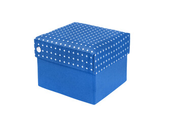 Blue gift silk box isolated on white