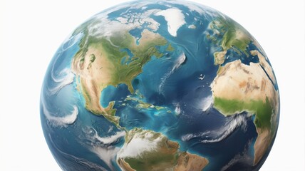 Fototapeta premium Planet Earth – Realistic Globe Illustration with Clouds and Continents