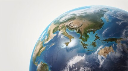 Obraz premium Planet Earth – Realistic Globe Illustration with Clouds and Continents