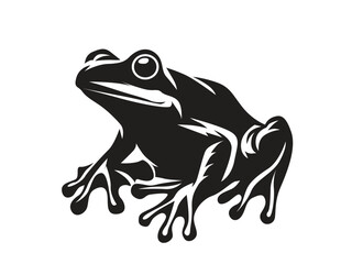 black silhouette frog, frog vector illustration
