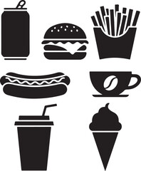 Hot dog with ketchup & mustard

Hot dog with steam lines (to show it's hot)

Silhouette style or line art style

Cute cartoon version for kids menu