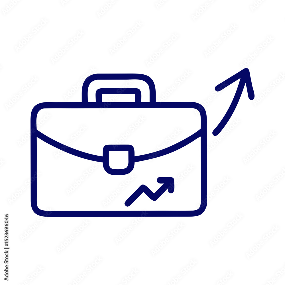 Poster outline of a briefcase with an upward arrow symbolizing growth
