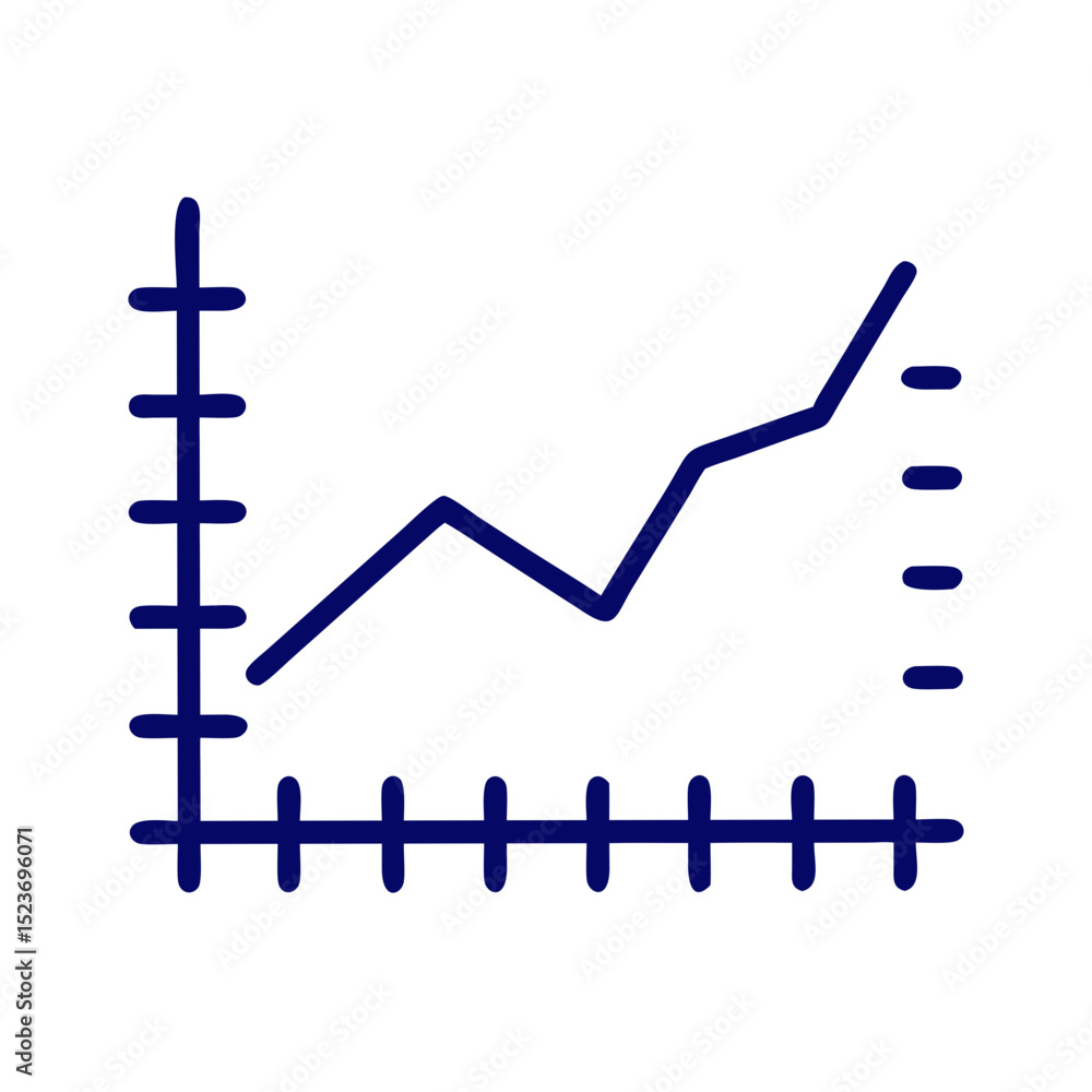 Poster minimal line graph with ascending trend on white background