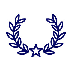 Laurel wreath with star in simple line art design  