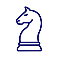 Simple outline of chess knight piece on a white background  