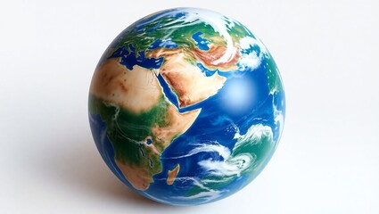 Obraz premium Planet Earth – Realistic Globe Illustration with Clouds and Continents