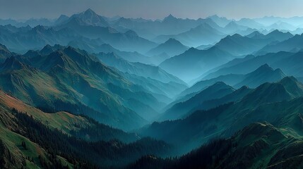 Fototapeta premium hill, peak, forest, dawn, misty, high, hills, valley