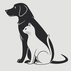 cat and dog together | A loyal duo | Best friends forever | Cat and dog silhouettes | Furry companions | Shadow and Snow | Abstract dogs and cats