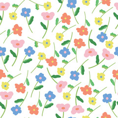 coquette seamless colorful flowers pattern.