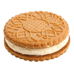 Delicious cream-filled cookie with a patterned surface isolated on white background showing dessert joy
