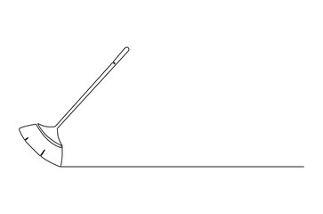 Continuous one line drawing of Broom. Single line drawing illustration of Straw broom. Tool for home or room Cleaning concept vector art. Doodle line illustration.