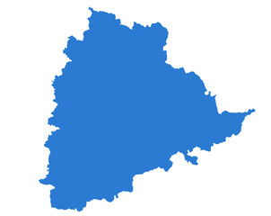 Fototapeta premium Telangana Blue Vector Map Flat State Silhouette for Digital Designs