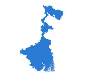 West Bengal Blue Vector Map  Flat State Silhouette for Digital Designs
