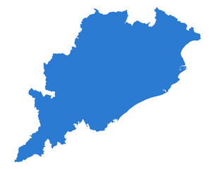 Odisha Blue Vector Map Flat State Silhouette for Digital Designs