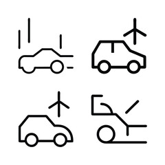 Vehicle transport machine icon set with truck, car, tractor, and forklift silhouettes for delivery and construction design