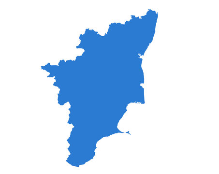 Tamil Nadu Blue Vector Map Flat State Silhouette for Digital Designs