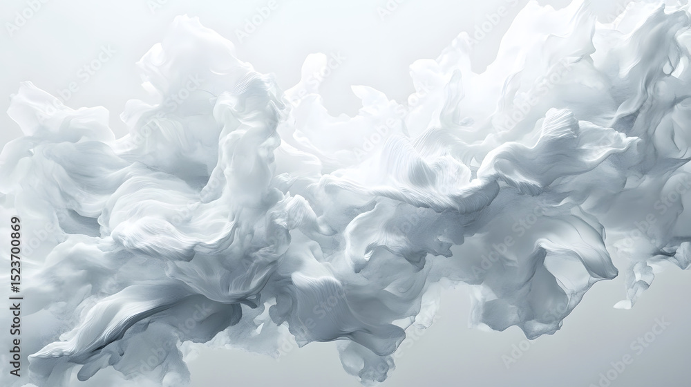 Poster digital space art creation flowing abstract texture on aerial pure white background