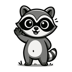 Charming cartoon raccoon mascot illustrations waves