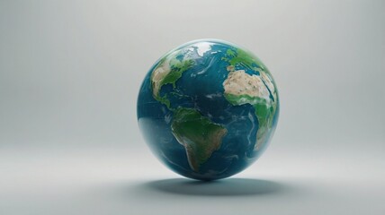 Digital illustration of Earth showing North and South America with swirling clouds, atmospheric view, and white background