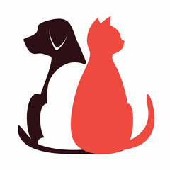 cat and dog together | A loyal duo | Best friends forever | Cat and dog silhouettes | Furry companions | Shadow and Snow | Abstract dogs and cats