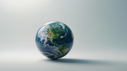 Digital illustration of Earth showing North and South America with swirling clouds, atmospheric view, and white background