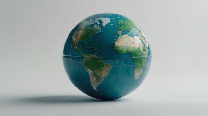 Digital illustration of Earth showing North and South America with swirling clouds, atmospheric view, and white background