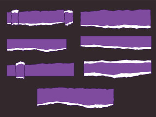 Modern Ripped Edge Purple Paper Set with Rough Border Frame Elements