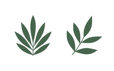 Minimalist Shape of Green Leaves Clipart Illustration Element Design