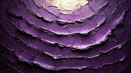Fototapeta premium Abstract purple gold layered texture painting circular design artistic background