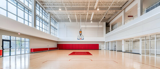 Fototapeta premium Empty Modern Basketball Court Interior