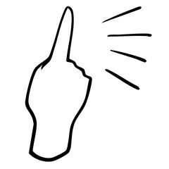 ひらめきや発見を表現する手のジェスチャーイラスト　手書き　ベクター 黒